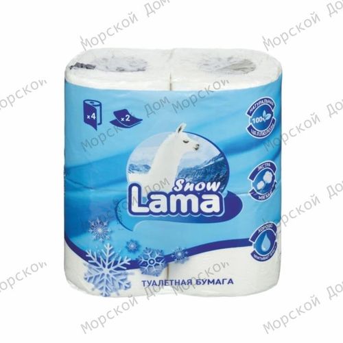 Бумага туалетная белая LAMA SNOW Classic | 2 слоя | 4 рулона